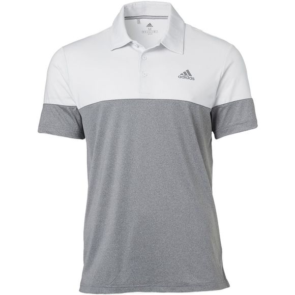 Adidas ULTIMATE 365 HEATHERED Gray/ White BLOCKED POLO SHIRT, Size Large - Picture 1 of 11